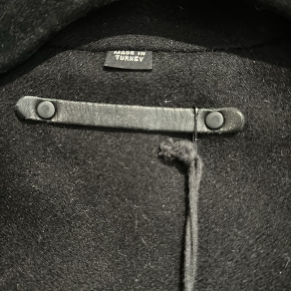 NWT All Saints Black Italian Cloth Wool Driver's Trench Coat Mid Length - Picture 5 of 10